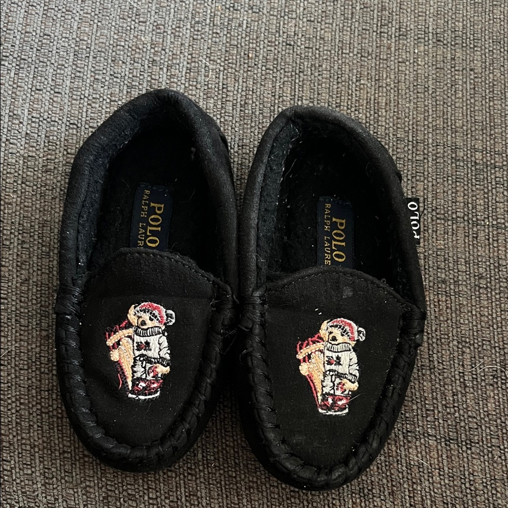 Polo by Ralph Lauren Black Kids Shoes with Embroidered Design